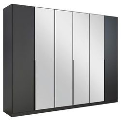 Rauch Möbel Drehtürenschrank , Grau , Metall , 3 Fächer , 271x210x54 cm , Blauer Engel, Goldenes M, Made in Germany , Schrankfront mit Spiegel , Schlafzimmer, Komplette Schlafzimmer und Serien, Schlafzimmerserien