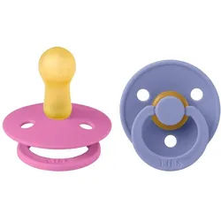 Bibs® Colour Schnuller Gr. 1 Pink & Violett aus Naturkautschuk 2 Stück