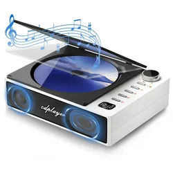 Luckice kompakter Disc-Player mit Anti-Skip tragbarer CD-Player (Bluetooth mit Lautsprecher Fernbedienung und Kopfhörer LCD Display, kompakt für Reise und unterwegs) weiß