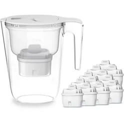 Philips Wasserfilter Philips Wasserfilter-Kanne 2,6L weiß inkl. 12 Filterkartuschen, Zubehör für Geschmack+ AWP210 & Antikalk+ AWP232, Reduziert den TDS Wert weiß