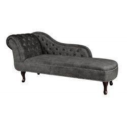 Casa Padrino Chesterfield-Sofa Chesterfield Recamiere / Chaiselongue Silbergrau aus dem Hause - Wohnzimmer Liege Sofa