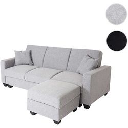 Sofa HWC-H47 mit Ottomane, Couch Sofa Gästebett, Schlaffunktion Stauraum 217x145cm ~ Stoff/Textil he