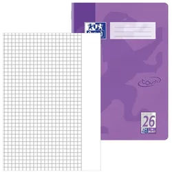 OXFORD Schulheft 1 Schulheft Lin. 26 (Kariert) 16 Blatt mit weißen Rand A4 flieder