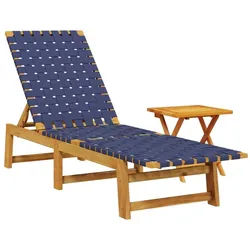vidaXL Gartenliege Sonnenliege mit Tisch Dunkelblau Massivholz und Stoff, 1 St. blau
