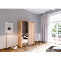 priess Schwebetürenschrank Arnsberg mit Spiegel braun 144 cm x 211 cm x 64,5 cm