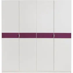 priess Kleiderschrank Drehtürenschrank Kleiderschrank Schrank Schlafzimmerschrank Madrid mit farbiger Glasauflage, erweiterbar mit Schrankaufsatz Madrid weiß 185 cm x 193 cm x 54 cm