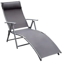 MC Star Gartenliege Sonnenliege klappbar Strandliege mit Kissen Liegestuhl, mit 7-Fach verstellbare Rückenlehne Gartenliege Relaxliege Gartenstuhl bis 165 kg belastbar, für Garten Urlaub Outdoor Strand Pool, Grau grau