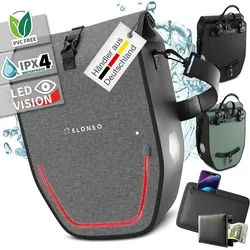 Eloneo Fahrradtasche Gepäckträgertasche, Satteltasche mit Reflektorstreifen wasserdicht LED 1 St