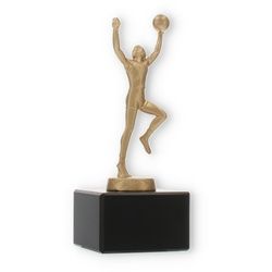 Pokal Metallfigur Basketballer goldmetallic auf schwarzem Marmorsockel 16,8cm