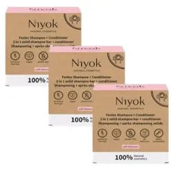 Niyok 2-in-1 Haar Shampoo & Conditioner 3-er Pack Seife 80 g