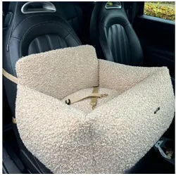 Elite Puppy Tierbett Premium Beige Hundeautositz dreifache Sicherheit Memory Schaum, Zeichen: Luxus Autositz wasserdicht abnehmbarer bis 14kg 3 Größen beige|grau