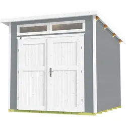 Weka Gartenhaus 264 mit Oberlichtern - 21 mm grau 235 x 239 cm (Gr. 2) - 50 % Rabatt auf Dacheindeckung