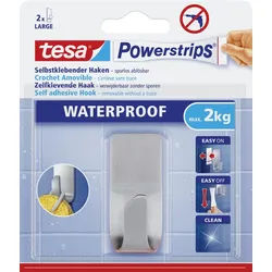 tesa Klebehaken tesa Haken Powerstrip Metall, waterproof silberfarben