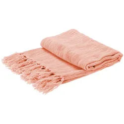 Mobili Rebecca Baumwolldecke Rosa 130/170 cm , Pink , Textil , Rechteckig , 130x170 cm , Wohntextilien, Decken
