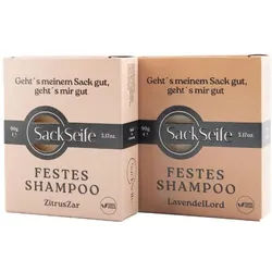 SackSeife ShampooSet | 2 feste Shampoos für Männerhaar Handgemacht, Vegan & Natürlich Festes Shampoo 180 g Männer