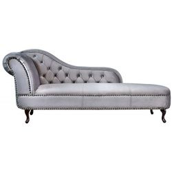 Casa Padrino Chesterfield-Sofa Chesterfield Recamiere / Chaiselongue Silbergrau aus dem Hause - Wohnzimmer Liege Sofa