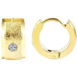 Adelia ́s Klappcreolen Damen Ohrringe – Klappcreole aus Edelstahl mit Strass Steinchen, Perfekt als Geschenk zum Muttertag goldfarben