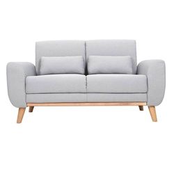 Design-Sofa 2 Plätze Stoff Grau Eichenbeine EKTOR