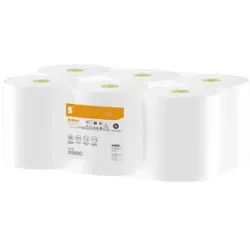 Satino HiCycle Toilettenpapier Großrollen, 2-lagig, hochweiß, Saugfähiges Klopapier aus 100% Recyclingpapier, 1 Paket = 6 Rollen à 320 Meter, JT2-kompatibel
