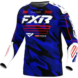 FXR Clutch 2025 Motocross Jersey, weiss-rot-blau, Größe L für Männer