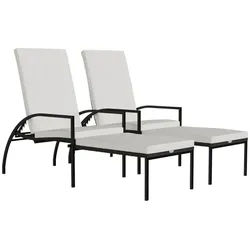 vidaXL Gartenliege Sonnenliegen 2 Stk. mit Fußhocker PE-Rattan Braun, 1 St. braun