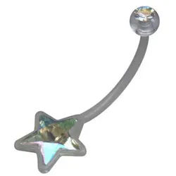 Order & Smile Schmuck Bauchnabelpiercing Schwangerschaftspiercing Stern Schwangerschaft Piercing weiß