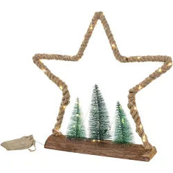 ECD-Germany Weihnacht Jute Stern , Braun , Holz , 45x45x9.5 cm , Dekoration, Weihnachtsdekoration