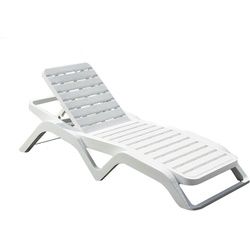 Dmora Sonnenliege Ercolano, Verstellbarer Liegestuhl für den Garten, Kinderbett für den Außenbereich, 100 % Made in Italy, 192x72h100 cm, Weiß