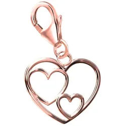 Goldene Hufeisen Charm Herz Herz Karabiner Charm Anhänger für Bettelarmband 925 Sterling-Silber (inkl. Etui), für Gliederarmband oder Halskette goldfarben