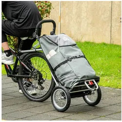 HOMCOM Fahrradlastenanhänger Transportanhänger mit Verbindungsschellen für Fahrradkupplung, Grau+Silber 53 x 53 x 60 cm grau|silberfarben