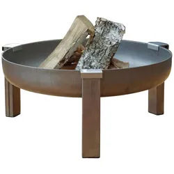 Feuerschale , Edelstahlfarben, Rostfarben , Metall , 63x28x63 cm , Grüner Punkt, Made in Europe, Handmade in Europe , hitzebeständig , Gartenmöbel, Feuerschalen & Feuerkörbe