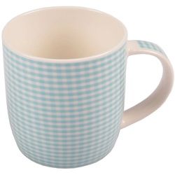 BURI Tasse Kaffeetassen kariert aus Porzellan 375ml Kaffeebecher Kaffeetasse