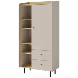 Deine Möbel 24 Kinderhochkommode Albi 05 80/42/170 in Sandbeige / Geölte Eiche , Beige, Eichefarben , Holzwerkstoff , 80x170x42 cm , Babymöbel & Kindermöbel, Babyzimmer, Babyregale & Kinderregale