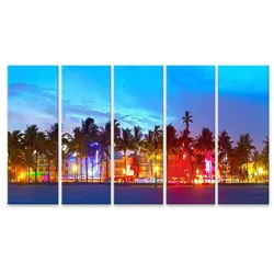 islandburner Leinwandbild Bild auf Leinwand Miami Beach Florida Hotels und Restaurants bei Sonne