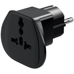 Goobay Reiseadapter Welt auf EU, Schwarz - Schutzkontaktstecker (Typ F, CEE 7/7) > UK-Buchse, Schweiz-Buchse (Typ J, SEV 1011), Italien-Buchse (Typ L, CEI 23-16-VII), US/Japan-Buchse (Typ B, NEMA 5-15