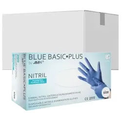 BLUE BASIC PLUS Nitrilhandschuhe, puderfrei, blau, Strapazierfähige Einmalhandschuhe mit optimaler Griffigkeit, 1 Karton = 10 Packungen à 200 Stück, Größe S