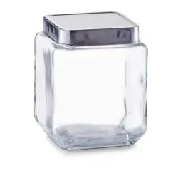Zeller Vorratsglas mit Edelstahldeckel, Glasbehälter mit Deckel aus hochwertigem Edelstahl mit Silikonabdichtung, Fassungsvermögen: 1100 ml