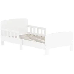 Aiyaplay Kinderbett, Kleinkindbett mit Rausfallschutz, Lattenrost, 143,5 x 74,2 cm Weiß , Holzwerkstoff , 70x140 cm , Babymöbel & Kindermöbel, Kinderzimmer & Jugendzimmer, Kinderbetten