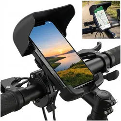 MOPUEA Smartphone-Halterung Handyhalterung Fahrrad 360° Drehbar Sonnenschutz Stoßfest Outdoor, (Handyhalterung mit Sonnenschutz und 360° Drehfunktion, Für Fahrrad Boot Outdoor und sichere Smartphone Nutzung, 360° drehbar stoßfest und werkzeuglos montierbar) schwarz