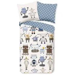 good morning Bettwäsche Renforcé Bettwäsche 135 X 200 cm + 1- 80 X 80 cm Robo bunt robots, Baumwolle, 2 teilig, bettwäsche 135x200 baumwolle sale warm weihnachten 135x200 bettbezug bunt