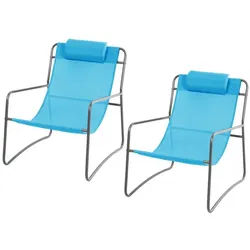 SVITA Gartenstuhl SVEIO (2er Set), Outdoor, Relaxsessel, Liegestuhl, mit Kissen, Blau blau