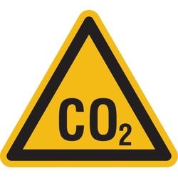 Warnschild, Warnung vor CO2 - praxisbewährt - 100 mm Folie selbstklebend