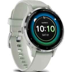 Garmin VENU® 3 VENU® 3S Salbeigrau/Silber mit Schnellwechsel-Silikon-Armband" 010-02785-01" - AMOLED Farb-Touchdisplay,Salbeigrau/Silber - 41mm