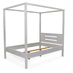 Bubema Jasmin – Himmelbett in Buche massiv, Farbton natur geölt oder weiß lasiert - 140 x 200 cm/Weiß lasiert, ohne Vorhänge