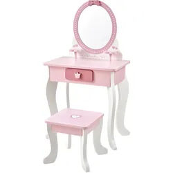 My Baby Lou Schminktisch , Rosa, Weiß , Holzwerkstoff , Herz , 1 Schubladen , rechteckig , A-Form , 29x87x48 cm , EN 71 , Schlafzimmer, Schminktische