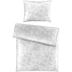 Esposa Wendebettwäsche , Grau, Weiß , Textil , Blume , 140x200 cm , Oeko-Tex® Standard 100 , Heimtextilien, Bettwäsche & Leintücher, Bettwäsche, Wendebettwäsche