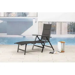 MANDALIKA Garden Gartenliege Nox Padded mixed taupe, 1 Auflage, 1 St., 1-tlg., klappbar Hohe Liegefläche wetterfest 120 kg Tragkraft grau