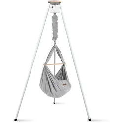 Schmusewolke Federwiege , Grau, Weiß , Metall, Kunststoff, Textil , Höhe ca. 4 cm , 135x194x135 cm , Feder mit Sicherheitsseil , Babymöbel & Kindermöbel, Babyzimmer, Babybetten, Stubenwagen & Babywiegen