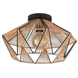 Xxxl Deckenleuchte , Naturfarben, Schwarz , Metall, Textil , 26 cm , Lampen & Leuchten, Innenbeleuchtung, Deckenleuchten, Deckenleuchten