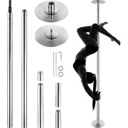 VEVOR Professionelle Tanzstange, Pole Dance Tragbare Tanzstange Profi ca. 210,5–278,4 cm Höhenverstellbare Abnehmbare Fitnessstange Spinning Fitness Silber, Tanzstange Fitnessstudios, Club, Party